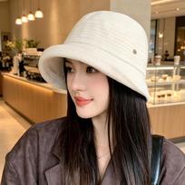 Women S Solid Color Simple Style Bucket Hat Daily Versatile Cap One Size smėlis
