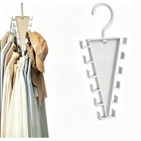 V formos 12 kabliukų besisukanti pakaba 360° dvipusis spintos organizatorius balta