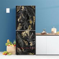 Prabangūs šaldytuvo lipdukai durų dangtis Lipnus vinilinis šaldytuvo lipdukas Juoda gėlių tapetai šaldiklio dekoratyvinė plėvelė 60x180cm(1pcs)
