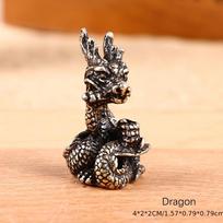 Mini Dydžio Žalvario Bronzos Vario Kinų 12 Zodiako Gyvūnų Figūrėlės Smilkalų Laikiklis Biuro Stalo Dekoratyvinis dragon black
