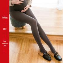 Nėščiosios pėdkelnės su reguliuojama pilvo atrama - Velvetinės tamprės pavasariui ir rudeniui step on foot, One Size pilka spalva