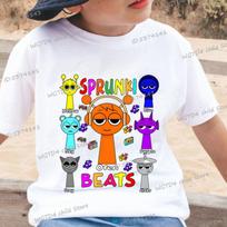 „Sprunki Oren Beats“ spausdinti vaikiški marškinėliai, 2025 m. nauji trumpomis rankovėmis „Crew Neck“ madingi marškinėliai berniukams, mergaitėms „Incredibox“ žaidimo animacinių filmų viršūnės 110 gray