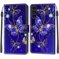 Prabangus dažytas odinis dėklas Piniginės knygos stiliaus apsauginis dangtelis, skirtas Samsung Galaxy A36 A26 A16 A55 A35 A25 A24 A15 A05 A54 A14 A04S Samsung A51 A71 A40 Samsung Galaxy A26 5G blue