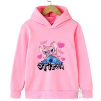 MINISO Stitch džemperiai gatvės mada megztinis berniukams ir mergaitėms vaikiškas sportinis džemperis lauko sportui vaikiški drabužiai 160 pink