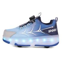 29-40 Vaikų šviečiantys sportbačiai LED šviesos batai Vaikams Berniukams Mergaitėms USB įkrovimas Šviečiantys ratukai Parkūro Ritinio sportbačiai 31 karališkos mėlynos spalvos