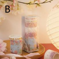 5 Rolls/box Washi Tape Set March Cherry Series Creative Hand Diary DIY Decoration Paste 5 Rolls  Washi Tape Lot LS B beige
