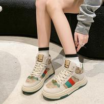 Lace-up Designer Women's Casual Sports Shoes Fashion New Thick-soled Autumn Women's High-top Anti-Slip Sports Shoes 40 žalia