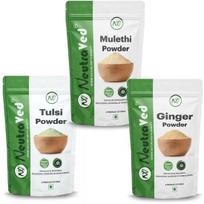 NeutraVed Tulsi Powder, Ginger Powder, Licorice (Mulethi) Powder Herbal Tea Pack 300g green