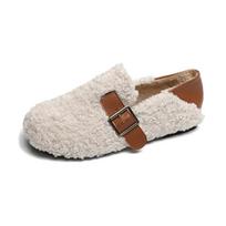 Nauja vieta, Birkenstock vilnoniai batai moterims, rudens ir žiemos Birkenstock batai, plokščiapadžiai vienetai su sukrauta avikailio vilna. 38 smėlis