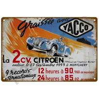 Didelis Prancūziškas 2CV Automobilio Plakatas - Ypač Didelis Sendinto Metalo Ženklas Garažo Sienoms | Vintažinis Europos Automobilių Skardos Menas 20x30cm（7.8x11.8inch）