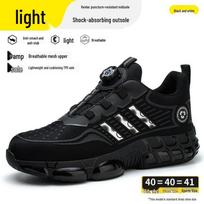 Men's Autumn Lightweight Anti-Smash, Anti-Puncture, Non-Slip Work Shoes with Air Cushion and Shock Absorption black