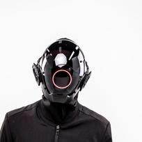 Cyberpunk Helovino šviečianti roboto kaukė – Viso veido Cosplay galvos apdangalas Comic Con black