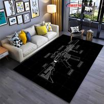 Kilimas ginklų tema, Automatinio šautuvo, pistoleto, revolverio ginklų kilimas svetainei, miegamajam, sofai, durų kilimėlis, dekoras, neslystantis grindų kilimėlis, dovanos 40x60cm (16x24in) gray