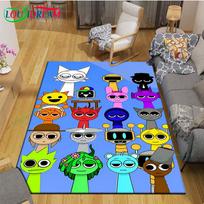 Madingas Incredibox žaidimo kilimas Lauko kilimas Plotinis kilimas Neslystantis kilimas Miegamojo dekoras Kilimas kambariui Vaikų S-Sprunki Dovana 40x 60cm blue