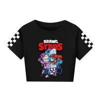 4093 Mergaičių Brawl Stars Spausdinimo Trumpomis Rankovėmis Trumpas Marškinėlis 160cm juoda