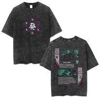 Hunter x Hunter Kurapika  Chained Heart & Scarlet Eyes  Vintage Washed Oversized Dark Streetwear T-Shirt L black
