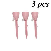 3pcs Automatic Watering Spike Set with Adjustable Flow Drip Irrigation Kit, Suitable for Indoor And Garden Plants, No Batteries Required 3pcs rožinė