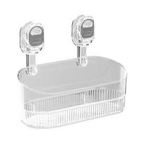 Suction Cup Shower Organizer Transparent Storage Box for Bathroom Dorm or Apartment Wall Mounted Cosmetics Holder gryna