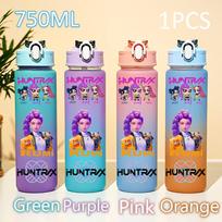 Kpop 750ML Demonų Medžiotojai Vandens Buteliukas K pop Kariūnas Rumi Mira Zoey KPOP Gėrimo Buteliukas Mokyklai Medžiotoja Plastikinis Vandens Puodelis Purple blue