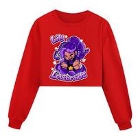 5600 Multi-color Children Girls Lily Lovebraids Printed Round Neck Long Sleeves Sweatshirt 160cm juoda