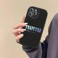 T-Trapstars dėklas telefonui IPhone 16 15 14 13 12 11 Pro Max Plus 16E Minkštas odinis dangtelis iphone 12pro black