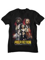 Pulp Fiction Retro Kino Plakatas Marškinėliai Unisex Moterims Laisvalaikio Medvilniniai Tarantino Nusikaltimų Streetwear Marškinėliai L black