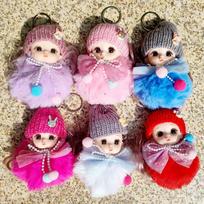 Mini Super Mielas Kailinis Kamuoliukas Mergaitė Princesė Lėlė Žaislas Raktų Pakabukas Kūrybiškas Spalvingas Kailinis Kamuoliukas Kaspinas Princesė Lėlė Kuprinės Pakabukas pink