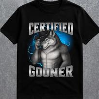 Unisex Sertifikuotas Gooner Vilko Memos T-shirt Tamsaus Humoro Unisex Moterims Unisex Oversized Marškinėliai Streetwear Laisvalaikio Trumpomis Rankovėmis Gen Z Viršus 4XL gray