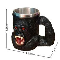 King Kong Coffee Mug, Red-Eyed Gorilla Beer Mug, Creative 3D Animal Cup for Home Office gray