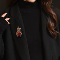 Rhinestone Crown Brooches for Women Unisex Crown Medal Pins Office Party Friend Gifts Jewelry Accessories Rose Gold black