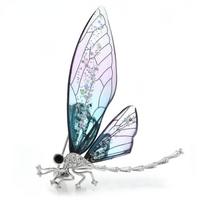 1PC Transparent Dragonfly Brooches Women Big Insect Weddings Banquet Office Brooch Pins Gifts mėlyna