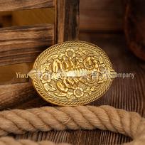 Cross Retro Oval Horse Head Antelope Cowboy Knight Zinc Alloy Unisex Belt Buckle brown