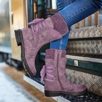 Moteriški itin platūs batai Moterų mada Laisvalaikio Vintažiniai Retro Vidutinio blauzdos ilgio Batai Raišteliais Stori kulniukai Žieminiai Batai Neslystantys Moterims 36 violetinė