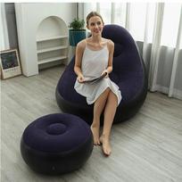 Inflatable Lazy Sofa Chair Pvc Flocking Foldable Sofa With Slip-On Lunch Lounge Chair Set Premium Grade Auto Interior Accessory gray