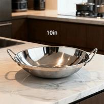 Durable Thickened Stainless Steel Wok Uncoated Windproof Outdoor Cooking Pot 7/8/9/10/11in Easy Clean Bar Stove Commercial gray