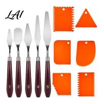 Metal Painting Knives for Artists 5Pcs Palette Knife with 6 Paint Scraper Stainless Steel Spatula Professional Art Supply Spatulas Knife Oil Texture oranžinė
