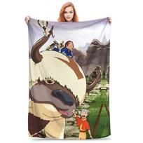 Avatar The Last Airbender Appa Plush Throw Blanket Flannel Warm Bedspread For Bedroom Adult Kids Birthday Gift Home Textile Size: 130*170cm, Weight: 320 GSM beige