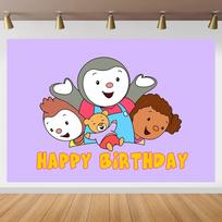 Tchoupi Penguin Doll Backdrop Kids Birthday Party Background Toy Monkey Bear Doll Vinyl Photography Decoration Props Polyester 150X100CM