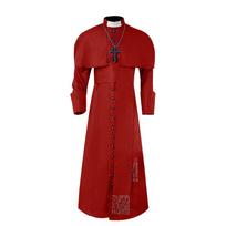 Vyriškas bažnyčios tėvo dvasininko drabužis kunigo kostiumas Helovinui kunigo Cosplay apranga Kostiumas Roleplay L red