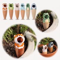 6-Pack Animal-Shaped Self-Watering Spikes for Slow Release Watering Vacation, for Small Potted Plants, Indoor Plants, Desk & Balcony One Size raudona