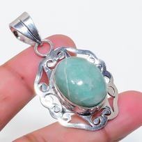 Natural Amazonite Gemstone 925 Sterling Silver Jewelry Pendant 1.97  AP-16125 gray