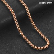 2/3/4/5mm Klasikinė vyriška nerūdijančio plieno Rolo kvadratinės dėžutės grandinėlės karoliai vyrams, moterims, rožinio aukso padengta chokerio metalo papuošalas 100cm  40inch black
