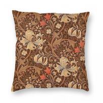 William Morris Honeysuckle Square Pillowcase Polyester Linen Velvet Pattern Zip Decor Home Cushion Case 60cmx60cm(24x24Inch) beige