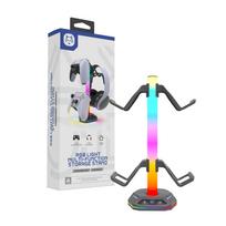 Controller Charging Stand for PS5, RGB Desk Display Holder, Headset Stand for DualSense Controller and Headphones, USB Charging Dock