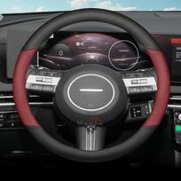 Odinis automobilio vairo užvalkalas Hyundai Kona Sx2 Elantra N Tucson Santa Fe I30 Palisade Sonata Creta 2025 2026 priedams Round (Black  Red black