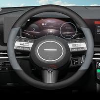 Odinis automobilio vairo užvalkalas Hyundai Kona Sx2 Elantra N Tucson Santa Fe I30 Palisade Sonata Creta 2025 2026 priedams Round (Black Grey black