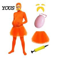 Helovino Cosplay Kombinezonas Oranžinis Visas Kūno Kostiumas, su Tiulio Sijonu, Dirbtiniu Pilvu, Geltonais Üsais ir Antakiais, Kvėpuojantys Kostiumai Atviru Veidu Zentai 180cm B red