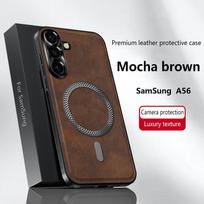 Samsung Galaxy A56 dėklas Magnetinis Elegantiškas Odinis Atsparus Dėvėjimuisi Objektyvas Visiškai Dengiantis Neslystantis Kraštų Apsauginis Korpusas Galaxy A56 white
