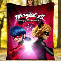 Miraculous Tales of Ladybug Cat Noir Theme Printed Blanket - Perfect for Couch, Bed, Travel & Outdoor Use | Machine Washable, Cozy & Durable. 150cmx180cm