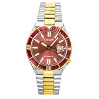 Citizen Tsuyosa Two Tone Stainless Steel Red Dial Automatic NJ0234-58X 100M Men's Watch raudona